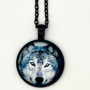 Black Wolf Pendant Necklace